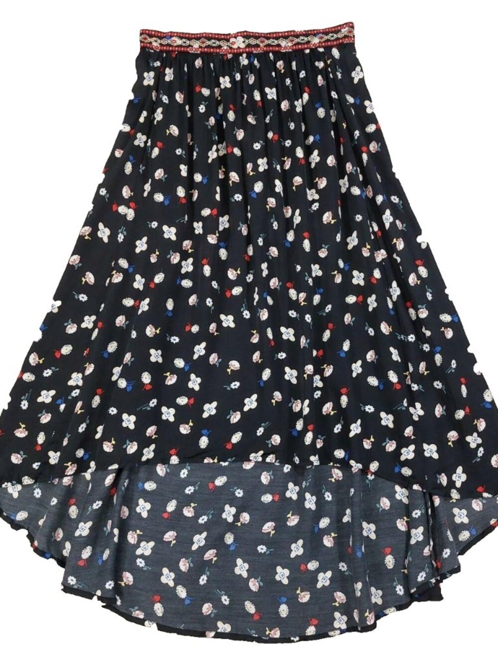 Zadig & Voltaire Joslin Midi Skirt Sz 34 (XS) Vintage Floral Print, High Low